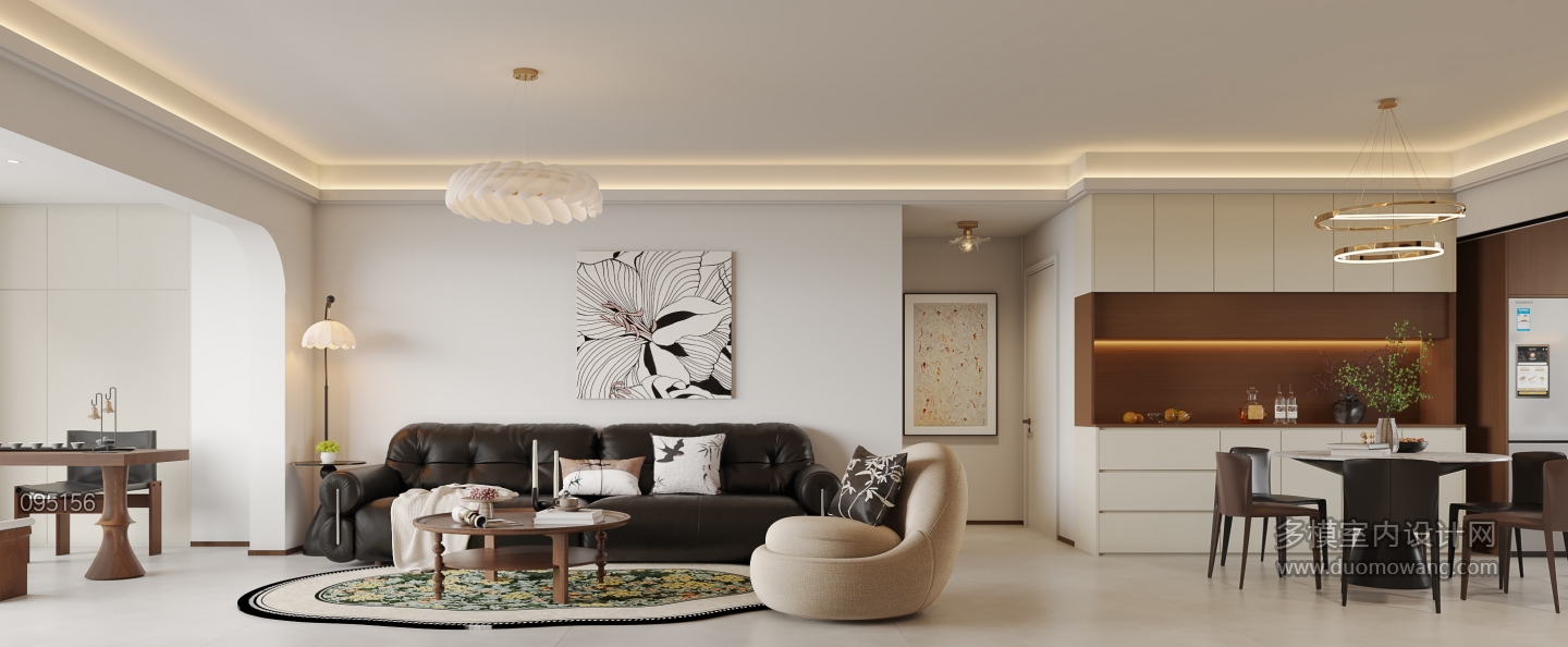 中古风客餐厅_沙发墙