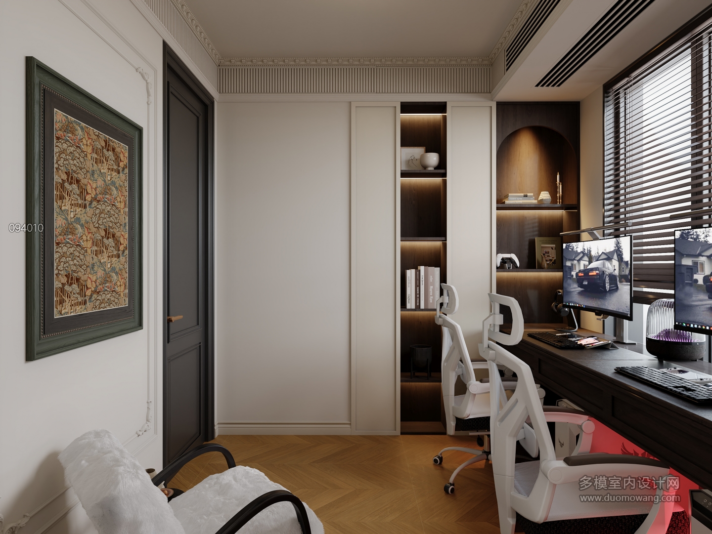 法式奶油书房静态