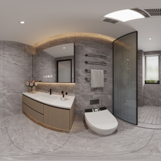 现代二楼主卫全景