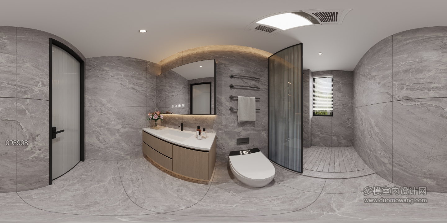 现代二楼主卫全景