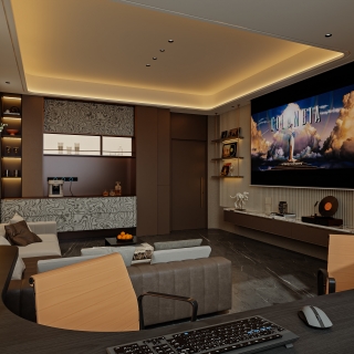 港式轻奢四层_四层视听室