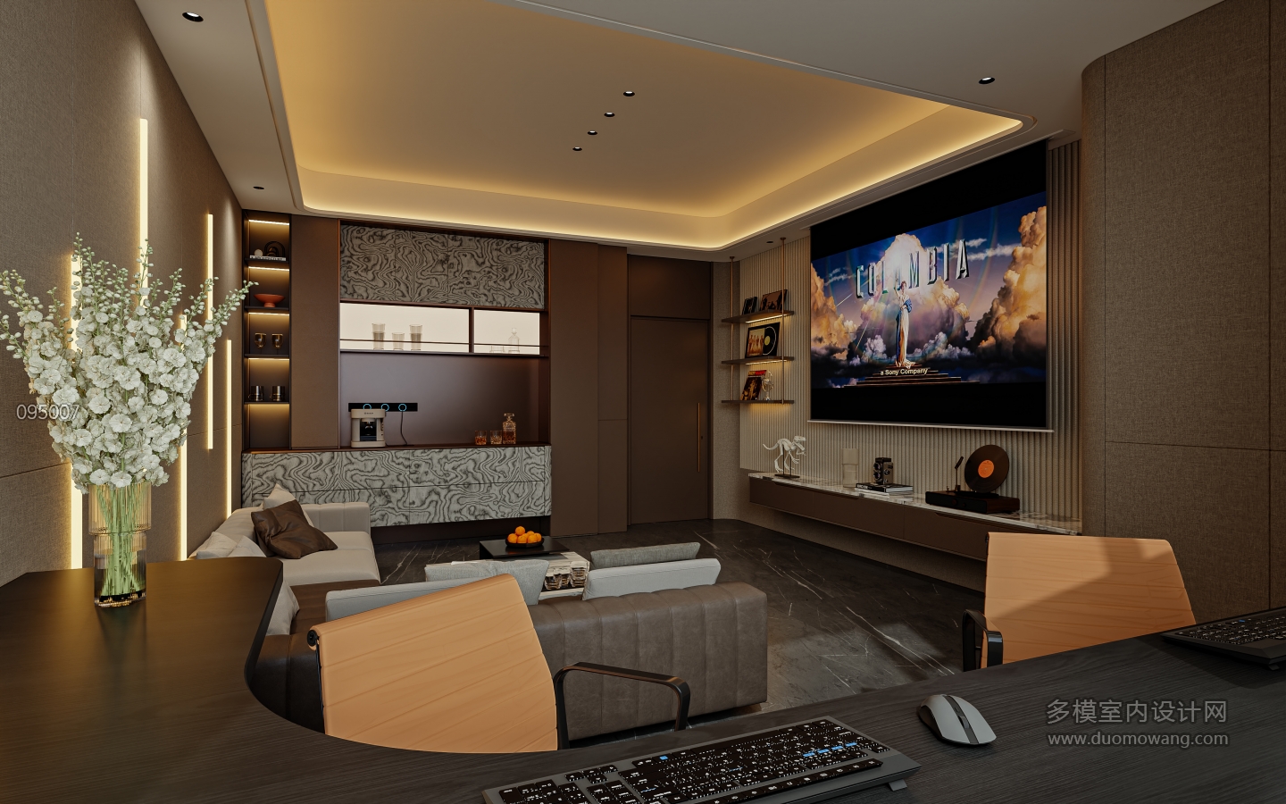 港式轻奢四层_四层视听室