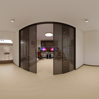 奶油风 -1楼梯间全景 电竞室外