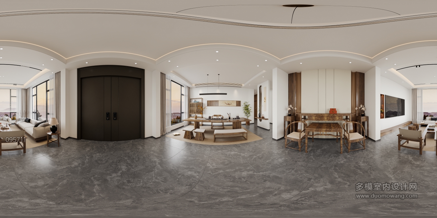 宋式新中式茶室全景