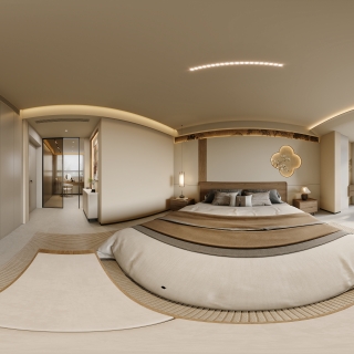 二层宋代中式主卧全景