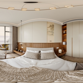 宋式新中式卧室全景g