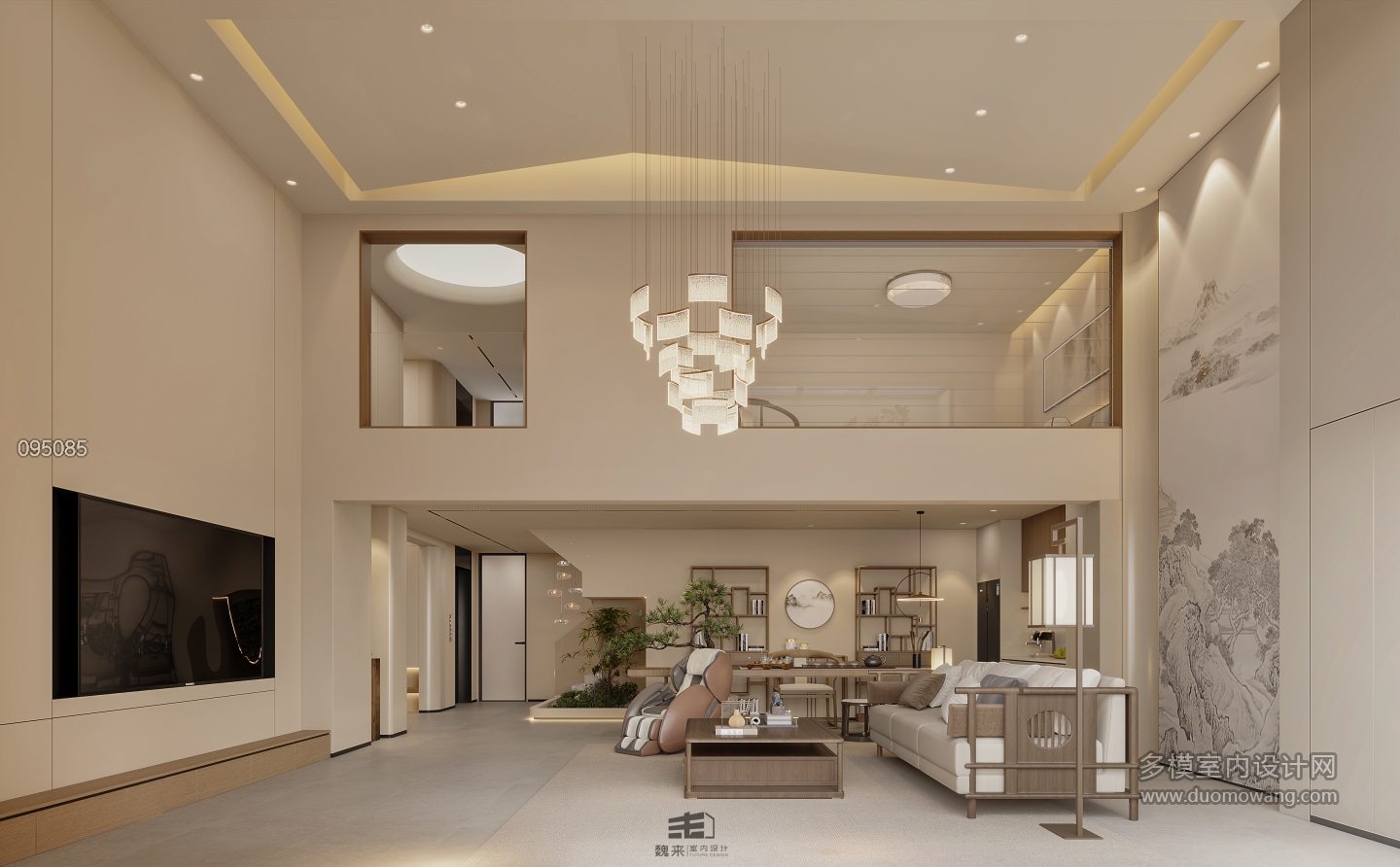 负二层宋代中式大厅特写