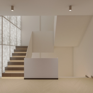 奶油风 -1楼梯间 静态 电竞室外