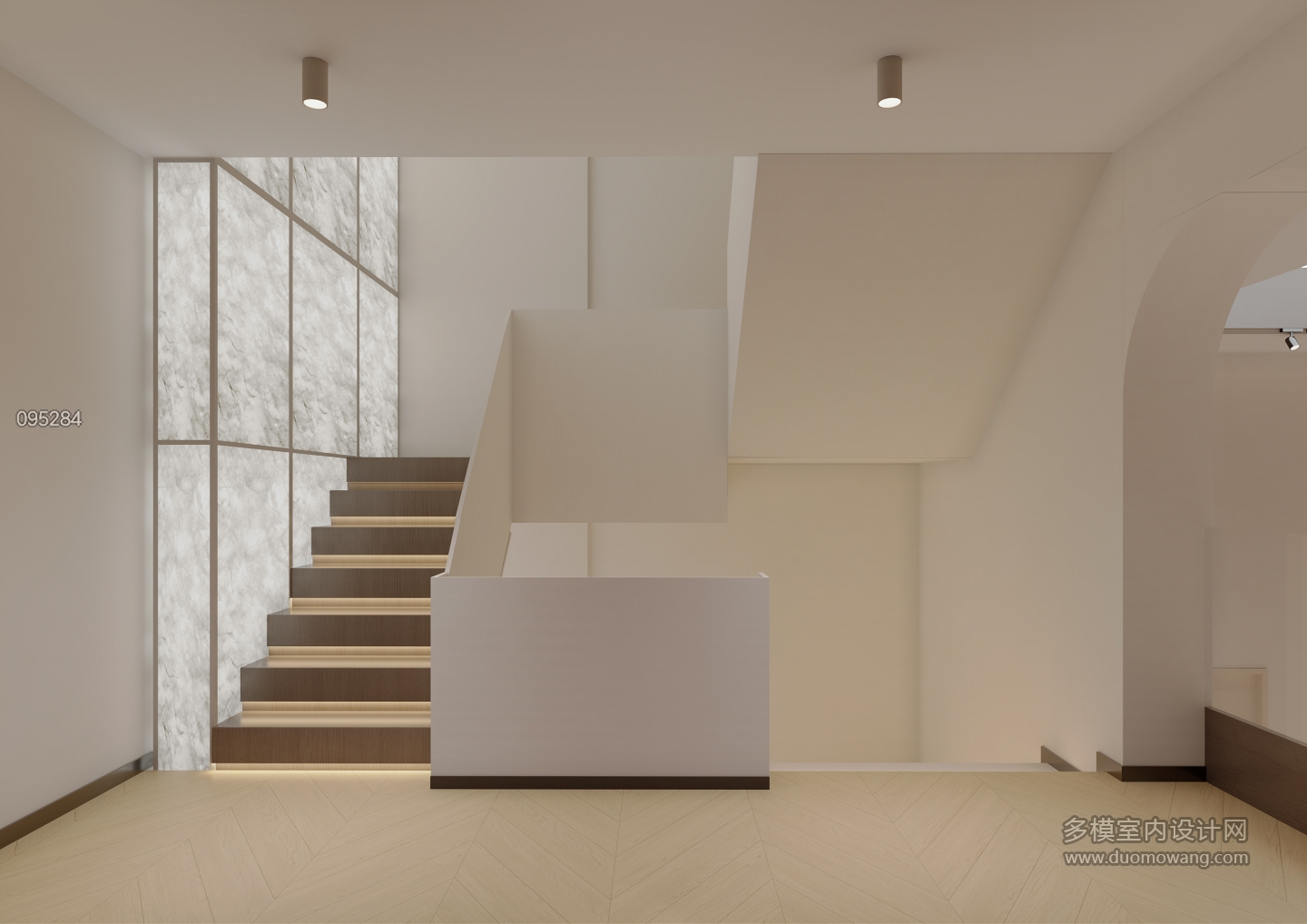 奶油风 -1楼梯间 静态 电竞室外