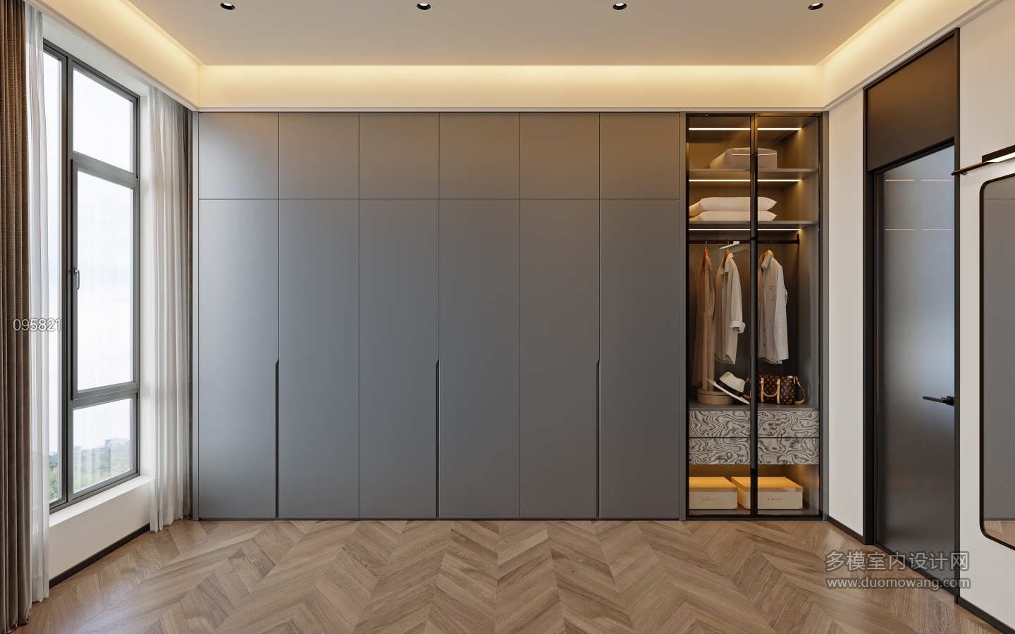 意式轻奢二层_二层男孩房衣帽间001