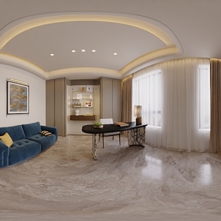 现代意式书房全景