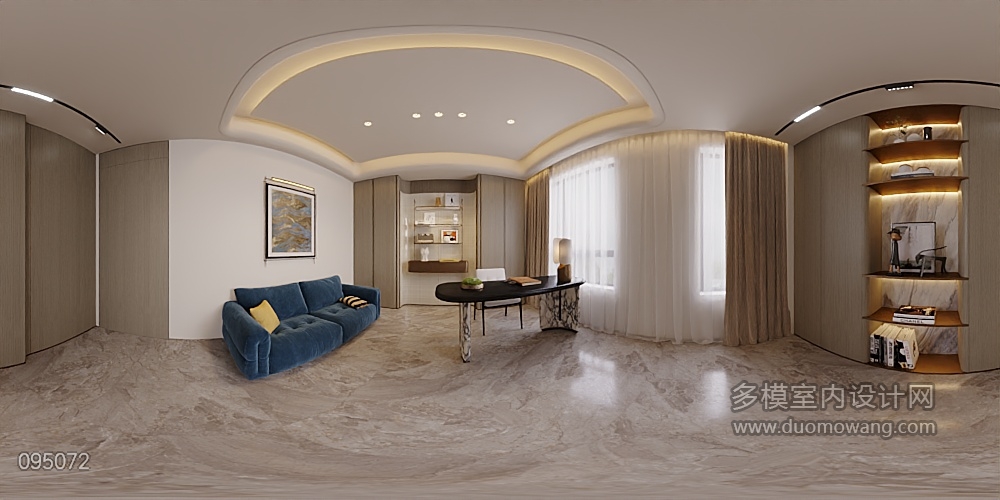 现代意式书房全景