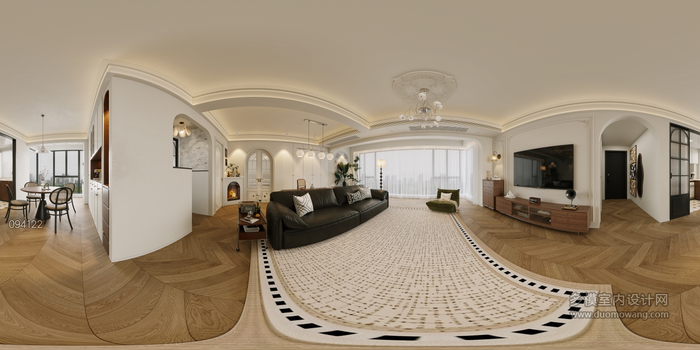 法式奶油中古客厅全景