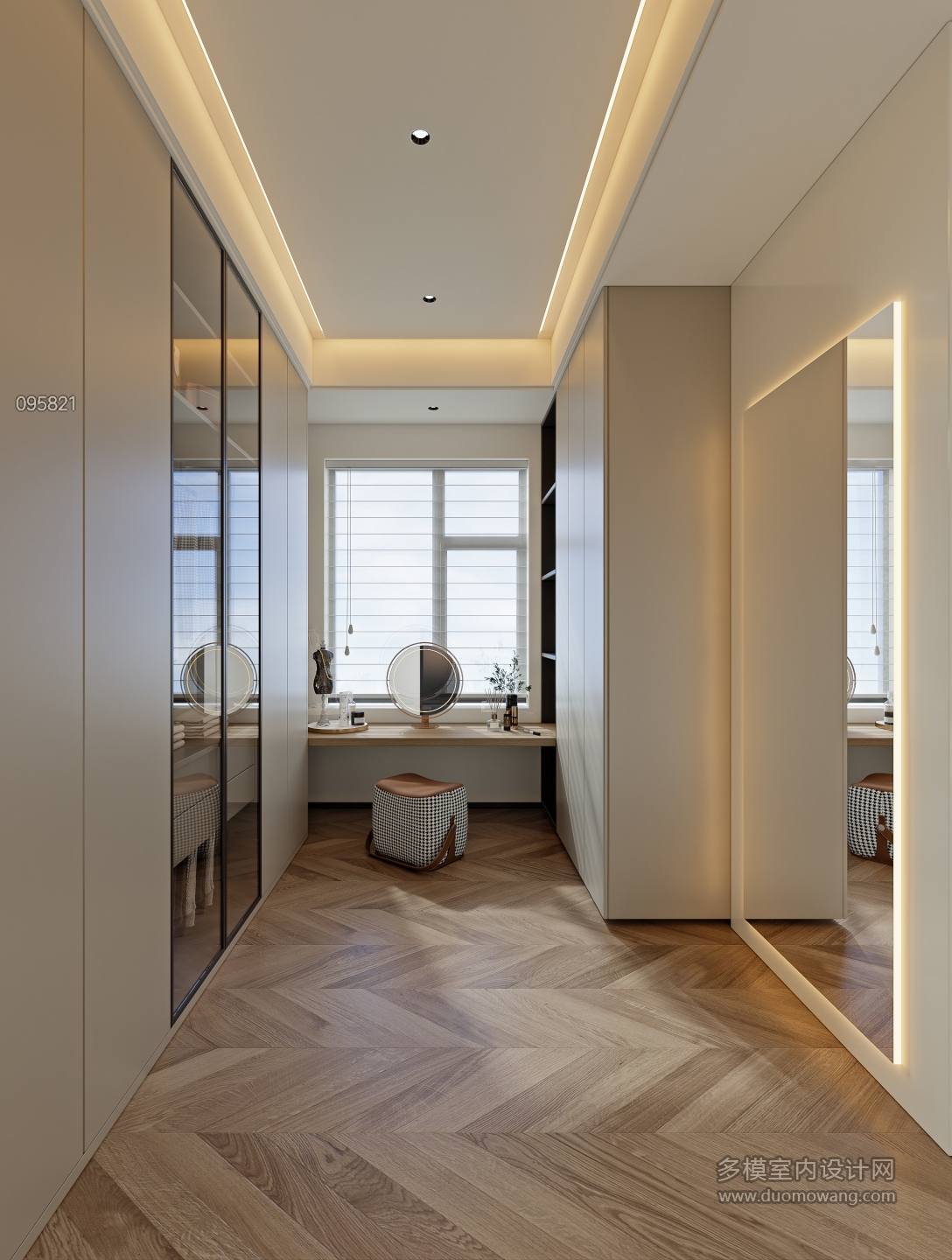 意式轻奢二层_二层女孩房衣帽间001