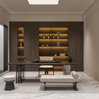 现代别墅负一茶室单张