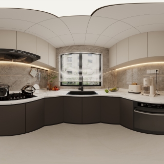 现代一楼厨房全景