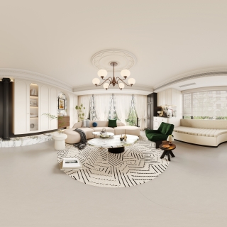 方案二法式中古风客餐厅全景