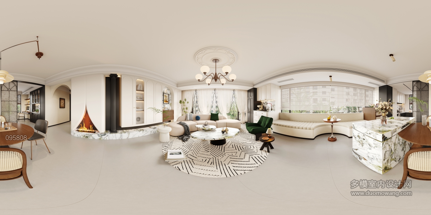 方案二法式中古风客餐厅全景