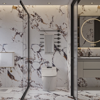 现代别墅一楼卫生间单张