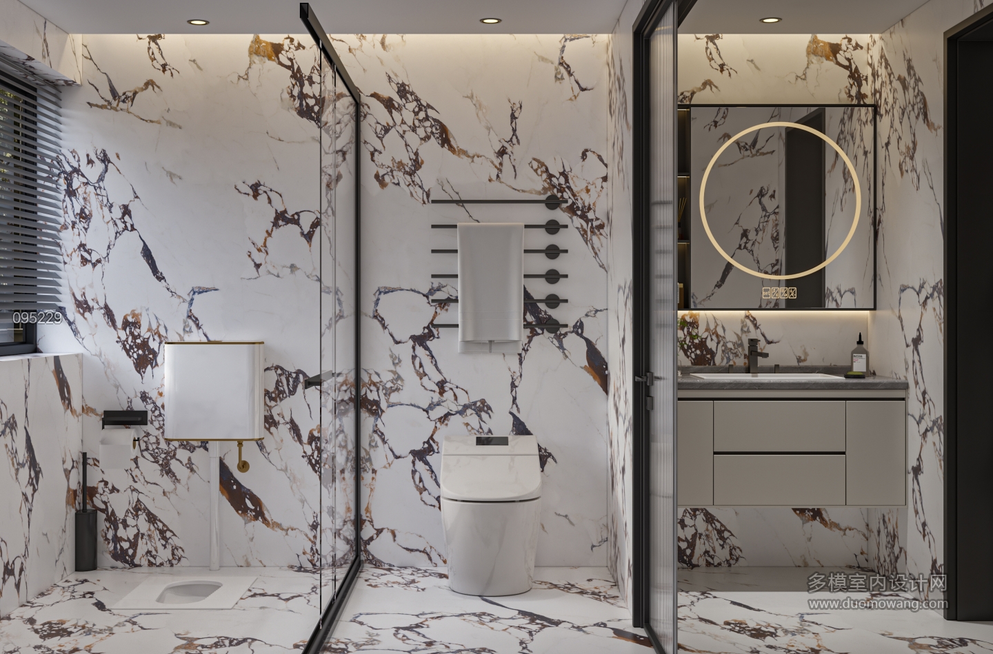 现代别墅一楼卫生间单张