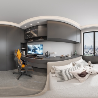 现代男孩房全景