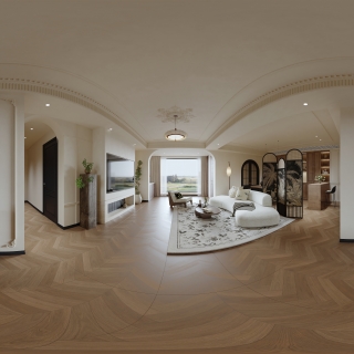 法式中国风 客餐厅 全景