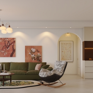 中古风客餐厅-沙发墙静态