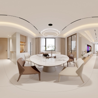 现代奶油餐厅特写