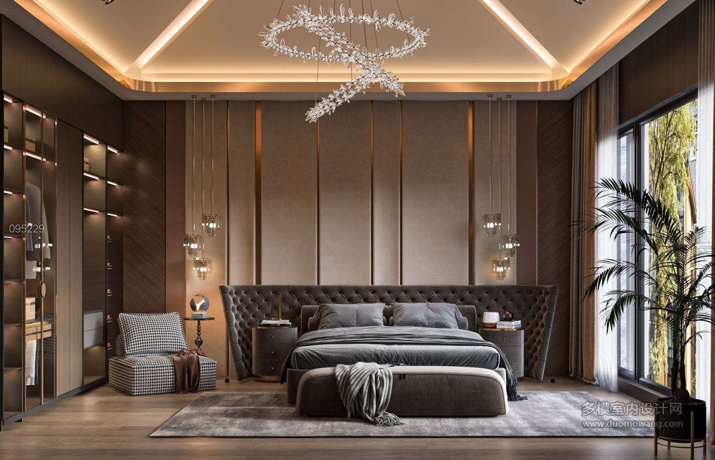 现代别墅三楼主卧室单张