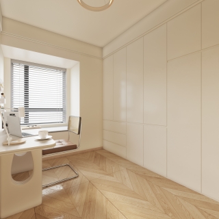 奶油风书房单张