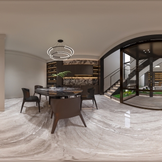 现代别墅负一餐厅全景