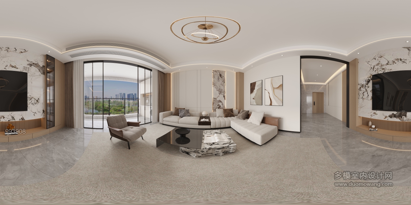 现代二楼客厅全景