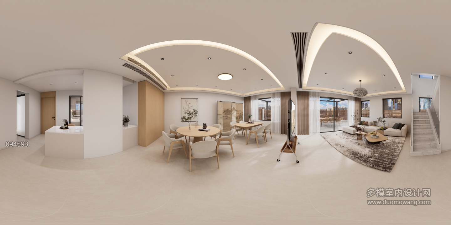 现代原木1楼客厅