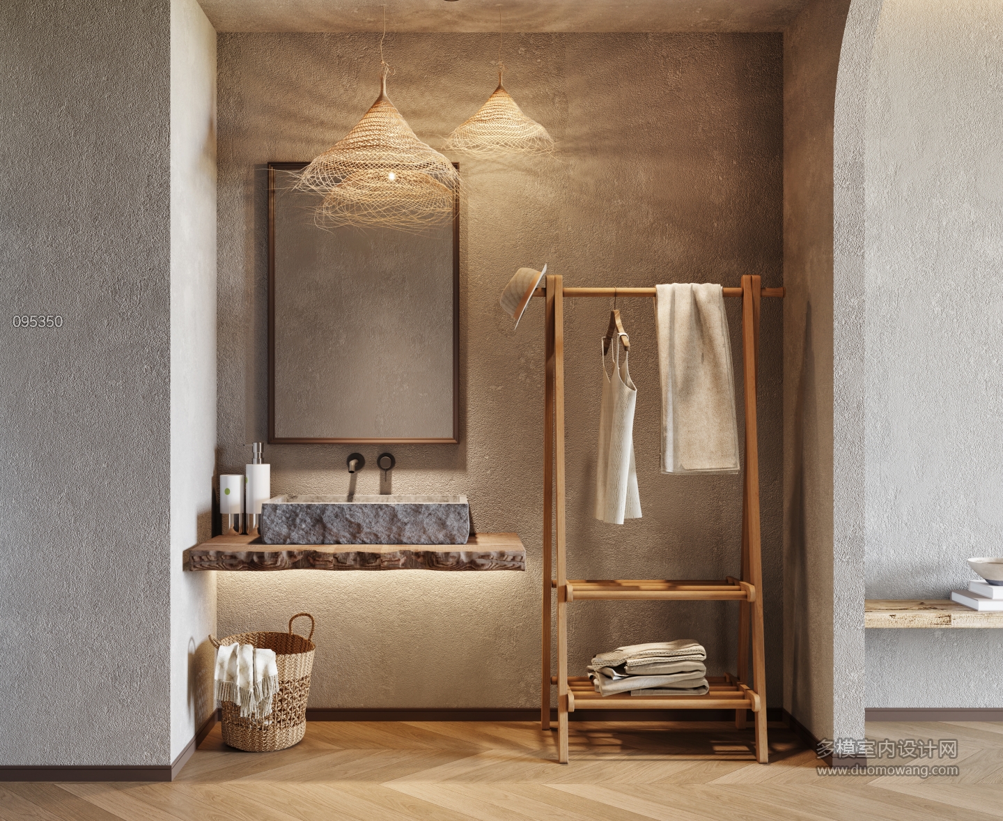 现代原木卧室洗手池面