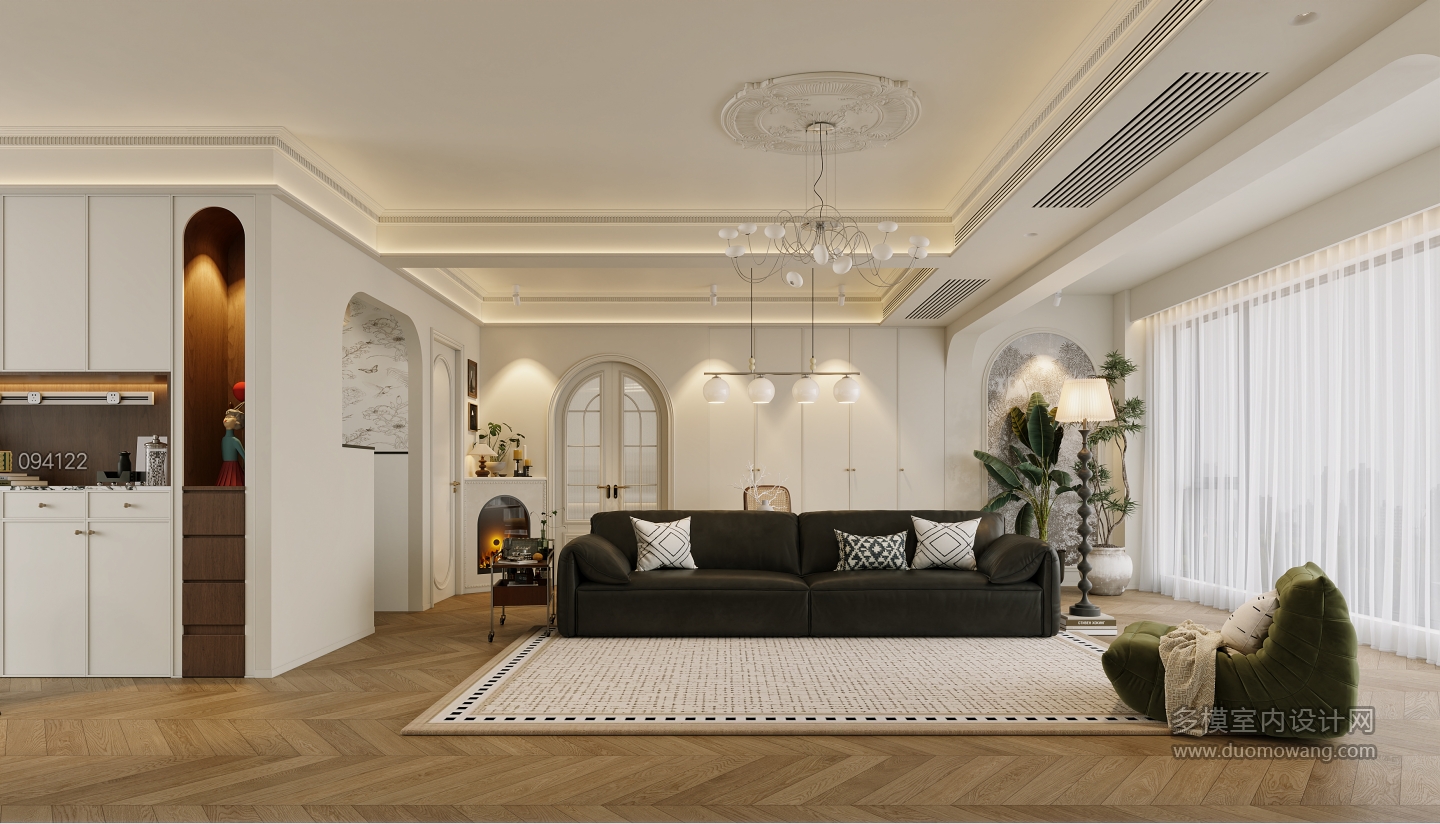 法式中古奶油沙发背景特写