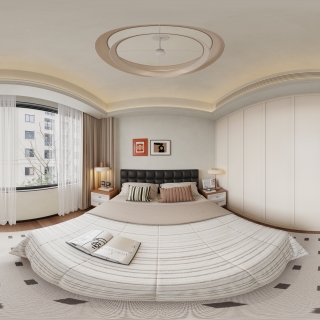 5现代 中古风主卧全景