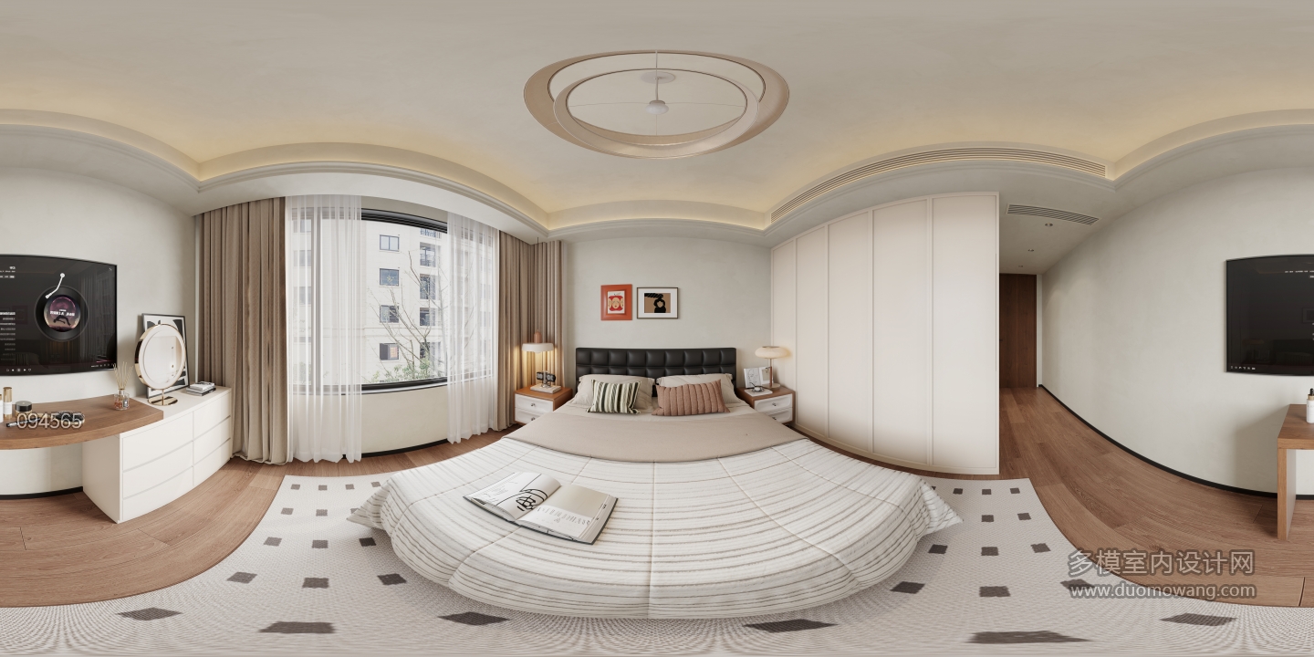 5现代 中古风主卧全景