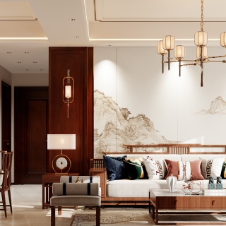 新中式沙发背景