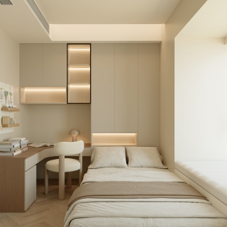 极简奶油儿童房单张