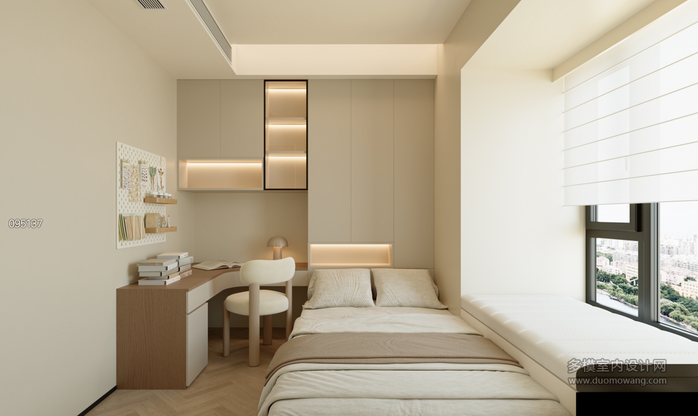 极简奶油儿童房单张