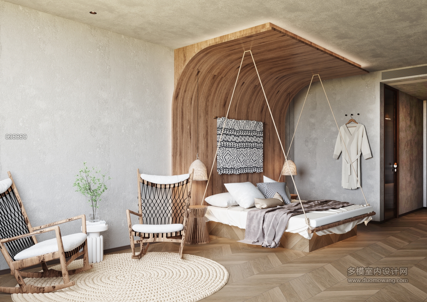 现代原木卧室单张