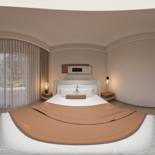 现代别墅一楼卧室全景