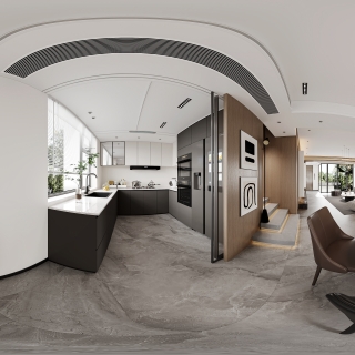 现代一楼餐厅全景