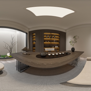 现代别墅负一茶室全景