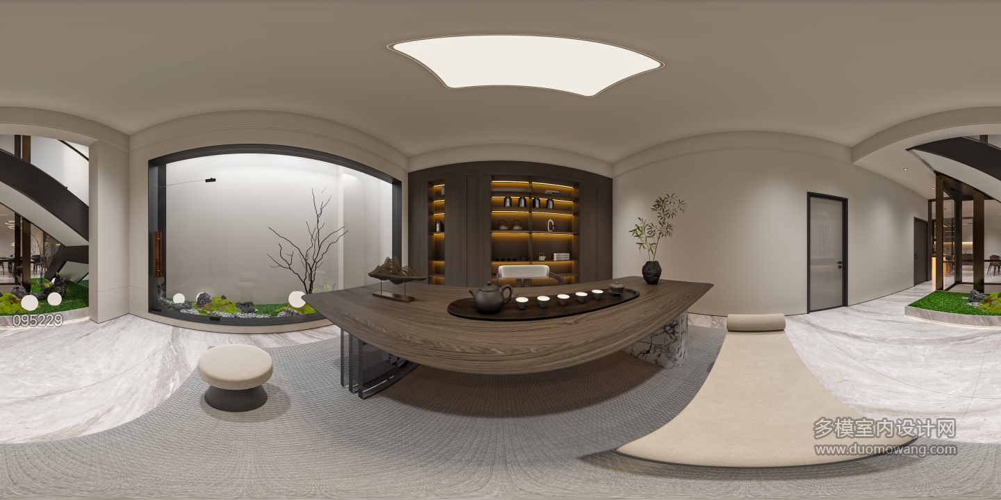 现代别墅负一茶室全景
