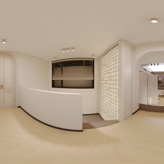 奶油风 -1楼梯间全景 棋牌室外