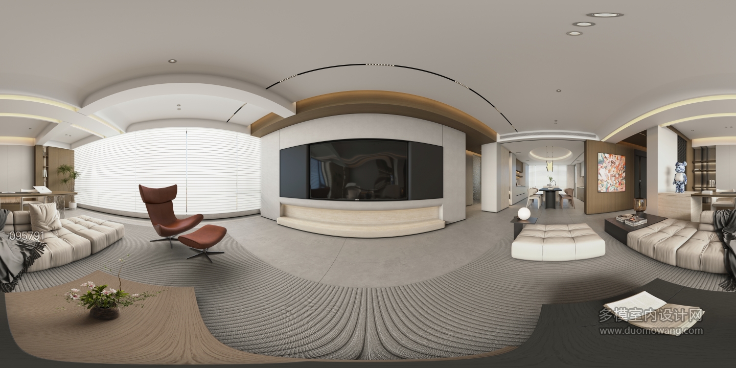 现代极简客厅全景