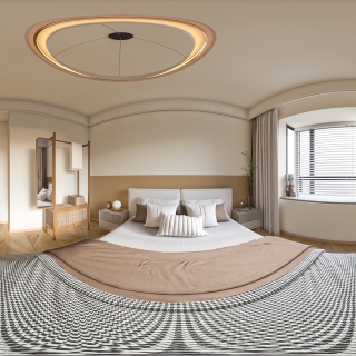 奶油风卧室全景