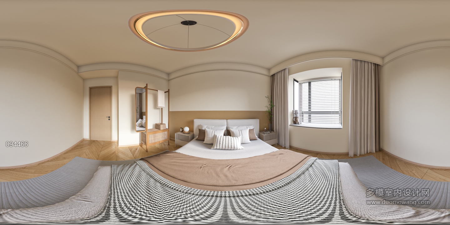 奶油风卧室全景