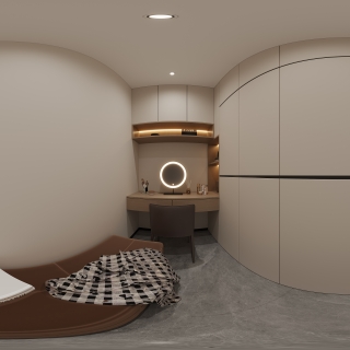 现代二楼主卧衣帽间全景